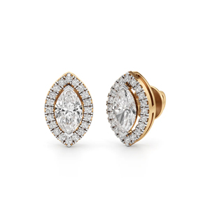 Boucles d'oreilles clous en diamant taille marquise de luxe, or massif 18 carats, bijoux de mariage pour femme - Product Image 1