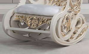 Sillón mecedora de lujo real de madera de caoba, estilo barroco, tallado en blanco y oro, sillón vintage con terciopelo granate, muebles para sala de estar - Product Image 3
