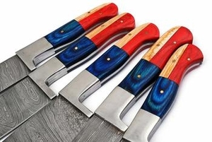Vente directe d'usine, ensemble de couteaux de cuisine écologiques personnalisés, couteau de chef de haute qualité en acier inoxydable, manche en bois Pakka pour la viande - Product Image 1