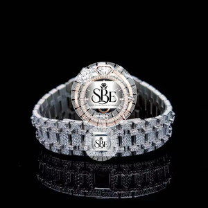 Reloj de Lujo para Hombre, Diseño Moderno, Fabricado con Acero Inoxidable, Moissanita y Diamantes VVS, Completamente Adornado - Product Image 3
