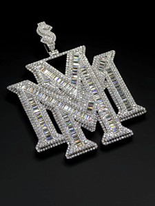 Pendentif lettre M en moissanite, style baguette glacé, bijoux hip-hop, collier personnalisé avec monogramme, cadeau - Product Image 6