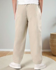 Pantalon de survêtement décontracté pour homme, beige, avec bande latérale, taille élastique, tricoté, respirant, longueur intégrale, poids moyen - Product Image 4