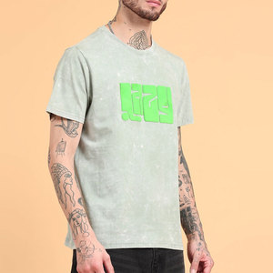 T-shirt graphique en coton 100% de qualité supérieure, lavé à l'acide, imprimé en relief, poids lourd 220 GSM, style vintage streetwear - Product Image 3