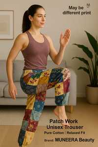 Pantalon de jogging unisexe imprimé patchwork en mélange de coton, décontracté, pour le sport et la détente, avec logo personnalisé OEM ODM - Product Image 3