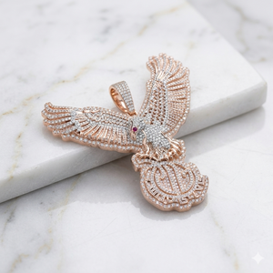 Pendentifs Aigle Patriotique Personnalisés en Argent 925 Plaqué Or Rose avec Diamants de Laboratoire, Bijoux Hip-Hop Bling de Luxe pour Rappeurs, Cadeau - Product Image 5