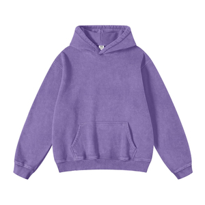 Sweat à capuche décontracté pour homme, coupe ample, en coton délavé, finition délavée à l'acide, tissu doux, confortable, style streetwear personnalisé - Product Image 1
