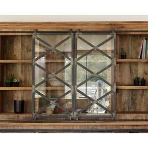 Vandana Amber Line ndustrial metal and wood <b>sideboard</b> with 2m sliding doors Character - Product Image 3