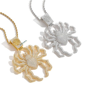 Colgante de Araña Chapado en Oro de Plata 925 con Incrustaciones de Moissanita, Estilo Hip Hop, para Uso Diario - Regalo Unisex - Product Image 2