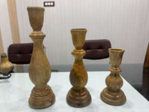 Candelabro de Madera Natural para Mesa, Portavelas de Madera, Decoración para Eventos, Fiestas, Bodas y Navidad en Oferta - Product Image 2