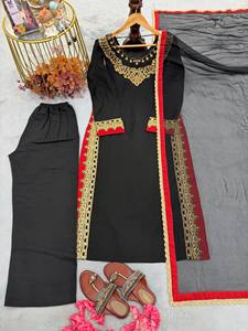 Designer Pure Mul Chanderi Wrinkle-Free Stretchable Kurta Palazzo Set Nazmin Dupatta Embroidered <b>Sequin</b> Work Wedding Party Wear - Product Image 5