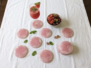 High Quality Eco-Friendly Stocked Modern Resin Oval <b>Table</b> Decoration Accessories <b>Mats</b>/Pads <b>Green</b> Gold Leaf Design 400mm 5mm - Product Image 1