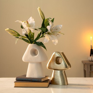 Modern Silhouette Minimalist Tabletop <b>Vase</b> Handmade <b>Gold</b> Finish Geometric Design - Product Image 3