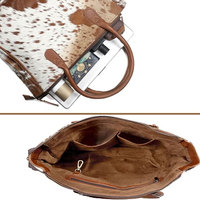 Sac fourre-tout classique en cuir de vachette pour femme, pliable avec fermeture éclair, spacieux, pochette assortie, sac à bandoulière, sac à main intemporel de style western en cuir