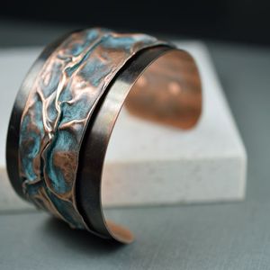 Boutons de manchette et bracelets classiques ethniques en laiton et cuivre, accessoires de mode en cristal - Product Image 4