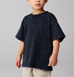 Camisetas holgadas de algodón 100% personalizadas para niños, camisetas de gran tamaño con hombros caídos para niños y niñas, venta al por mayor - Product Image 3