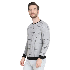 Camisa de punto informal de manga larga con estampado geométrico para hombre, cuello redondo, para otoño - Product Image 6