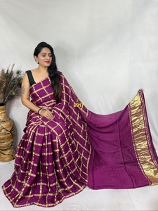 Sari de Lujo de Seda Modal Gajji Ghatchola |   Sari de Seda Étnico Bandhej Tradicional Hecho a Mano - Product Image 3