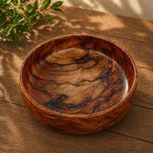 Bol à fruits en bois biologique, bol en bois classique, charme rustique, bol en bois naturel pur, bol de service artisanal en bois - Product Image 1