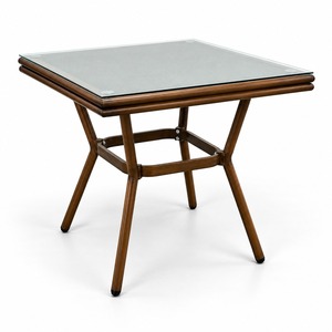 Mesa de Comedor con Tapa de Vidrio Cuadrada GDRS Modelo YMX-Y14 para Restaurante, Cafetería, Patio, Exterior, EE. UU. DDP - Product Image 1