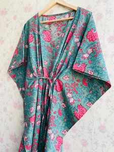 ชุดเดรสคาฟตันผ้าฝ้ายอินเดียสำหรับผู้หญิงชุดเดรสคลุมชายหาดพิมพ์ลายดอกไม้สำหรับทุกฤดูฤดูหนาวฤดูใบไม้ร่วงฤดูใบไม้ผลิ - Product Image 6