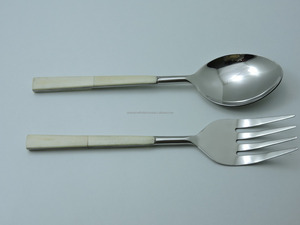 Juego de Cuchara y Tenedor de Acero Inoxidable Moderno, Mango Largo, Plateado, Ecológico, Acabado Elegante, para el Hogar, Comedor, Cocina, Restaurante - Product Image 2