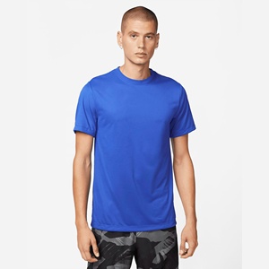 T-shirt de sport uni à séchage rapide, anti-humidité, manches courtes, col rond, performance, unisexe, vente en gros - Product Image 1