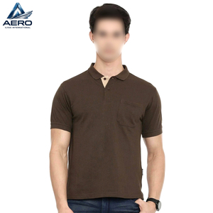 Camisa Polo Oxford de Algodón de Manga Corta para Hombre, Color Marrón Sólido, Diseño Casual con Bolsillo, Corte Regular, Tallas Grandes - Product Image 4