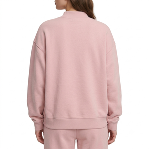 Wholesale Winter Printed Embroidered Front Oversized Fleece <b>Pullover</b> <b>Women</b> Mock Neck Sweatshirt Casual Streetwear Custom OEM Low - Product Image 2