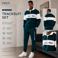 Ensemble de survêtement unisexe décontracté avec logo personnalisé, fournisseur OEM, 2-en-1, blocs de couleur, demi-zip, grande taille, streetwear d'hiver, sweat-shirt et pantalon de jogging