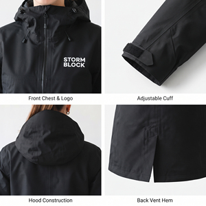 Custom Logo Women's Hooded Hardshell Hiking <b>Coat</b> <b>Waterproof</b> Outdoor Wear <b>Long</b> Hooded Jackets Nylon Polyester Hard Shell Jacket - Product Image 6