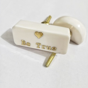 Dog Opaque White Resin Door <b>Knobs</b> with Metallic Inlay Stylish & Safe for Kids Rooms - Product Image 4