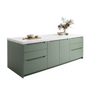 Meubles de cuisine modulaires modernes, caisses en contreplaqué laqué brillant, portes laquées, 5+ tiroirs, accessoires de charnières, application villa - Product Image 1