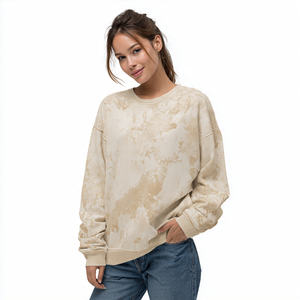 Sweat-shirt court à col rond délavé pour femme, style jogger ample, tie-dye, oversize - Product Image 6