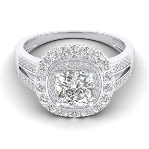Bague de fiançailles REYES avec halo de moissanite taille brillant de 2,69 carats, en argent sterling 925 de haute qualité, cadeau de mariage, bijoux fins - Product Image 5