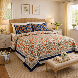 Nouvelle collection : Drap de lit King Size en coton de Jaipur, fabriqué artisanallement, imprimé à la main, 108" x 90", écologique, doux, durable, pour la maison, l'hôpital, l'hôtel - Product Image 4