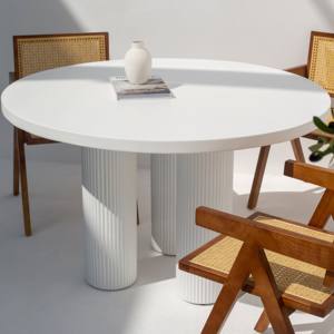 Mesa de Comedor de Microhormigón Blanco Vandana Aureo Zentrix con Diseño Moderno y Minimalista - Product Image 5