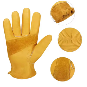 Gants de sécurité en cuir, texture intégrale, antidérapants, avec poignets renforcés, gants de travail polyvalents - Product Image 5