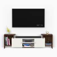 Mueble de TV Minimalista de Madera de Ingeniería Óptima, Soporte para TV de Estilo Minimalista con Estantes para Libros y Decoración