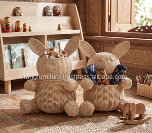 Cesta de Almacenamiento de Ratán Natural Tejida a Mano, Ecológica, con Forma de Animal, Organizador de Juguetes Tejido, Linda Decoración para Cuarto de Niños o Guardería - Product Image 6