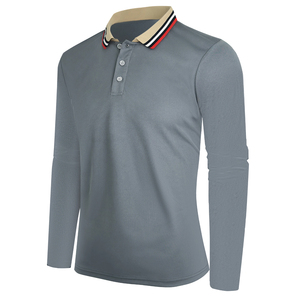 OEM Custom Logo Men Casual Long Sleeve Polo <b>T</b> <b>Shirts</b> Striped Turn Down <b>Collar</b> Slim Fit Male Golf Polo <b>Shirt</b> High Quality Tops - Product Image 6