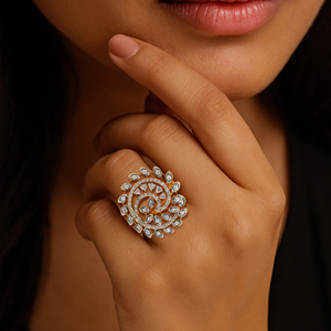 Anillo de Diamantes Whirlwind Brilliance, Anillo Tiara de la Emperatriz Celestial, Lujosa Banda Dorada que Envuelve una Deslumbrante Corona de Diamantes en la Eternidad - Product Image 2