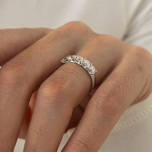 1.25 TCW Lab Grown Diamond <b>Ring</b> , Trellis Set Anniversary <b>Ring</b> , <b>Stacking</b> Diamond <b>Ring</b> , 14k White Gold <b>Stacking</b> Diamond <b>Ring</b> - Product Image 1