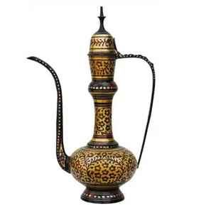 Cafetera Árabe Dallah Hecha a Mano, Tradicional de Latón y Acero Inoxidable, Tetera para Servir Café de Oriente Medio, Decoración para el Hogar - Product Image 4