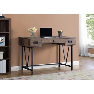 48\"l Home Office Laptop <b>Computer</b> Desk Brown Laminate Black Metal Transitional Featuring Storage Drawers for <b>Workstation</b> - Product Image 5