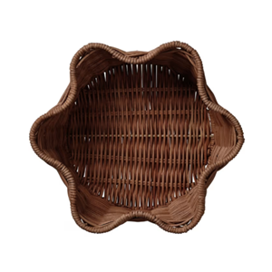 Natural Scalloped Rattan <b>Storage</b> Basket Eco-Friendly Wicker Tray For <b>Tabletop</b> Decor Premium Vietnam Rattan Organizer - Product Image 5