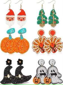 Boucles d'oreilles pendantes bohèmes à pampilles avec franges perlées, plaquées or, bijoux de fête pour femmes, boucles d'oreilles tendance - Product Image 4