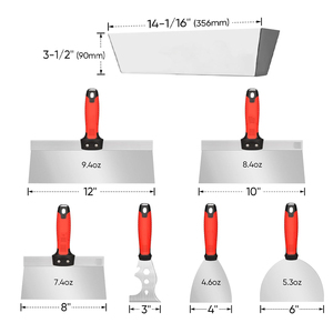 Vách thạch cao dao đặt thép không gỉ vách thạch cao tay công cụ kit bao gồm Putty dao, <span class=keywords><strong>Taping</strong></span> dao, họa sĩ scraper công cụ & 12 "bùn Pan - Product Image 2