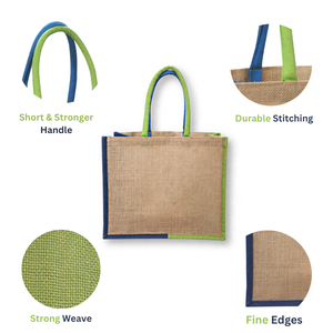 Elegante Bolsa De yute ecológica con asas coloridas de diseño duradero y lista para enviar para pedidos al por mayor - Product Image 3