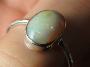 Australian Multi <b>Fire</b> Opal Wedding Ring-Silver-October Birthstone-11x8mm-<b>7</b> US Size-Handmade Classic Prong Setting-Third Party - Product Image 4