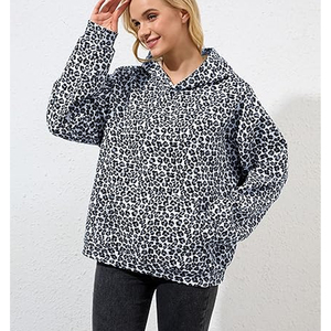 <b>Leopard</b> <b>Print</b> Streetwear Hoodie Cotton Fleece <b>Sweatshirt</b> Men Women Pullover Custom Logo Wholesale - Product Image 2